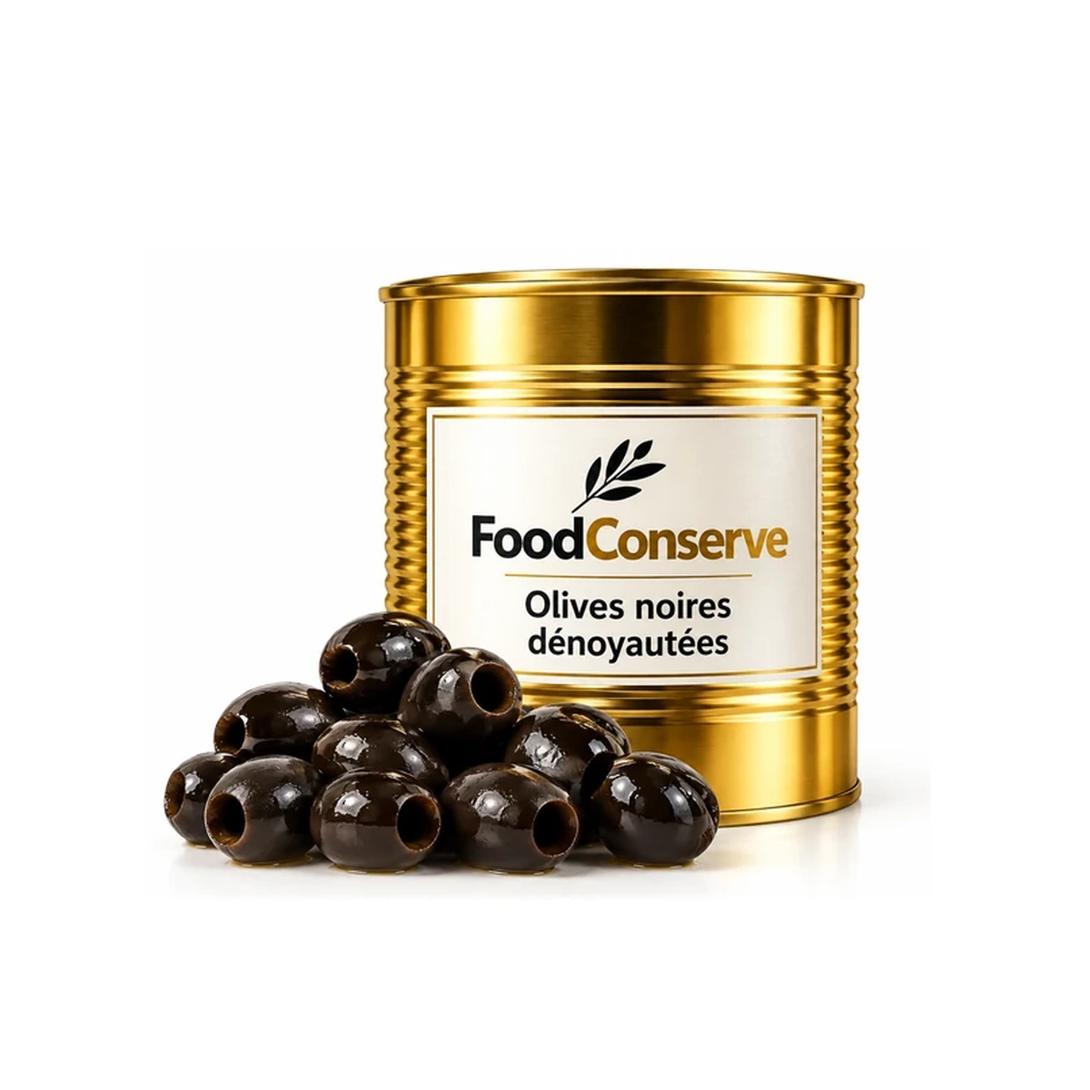 Boîte dorée d’olives noires dénoyautées FoodConserve