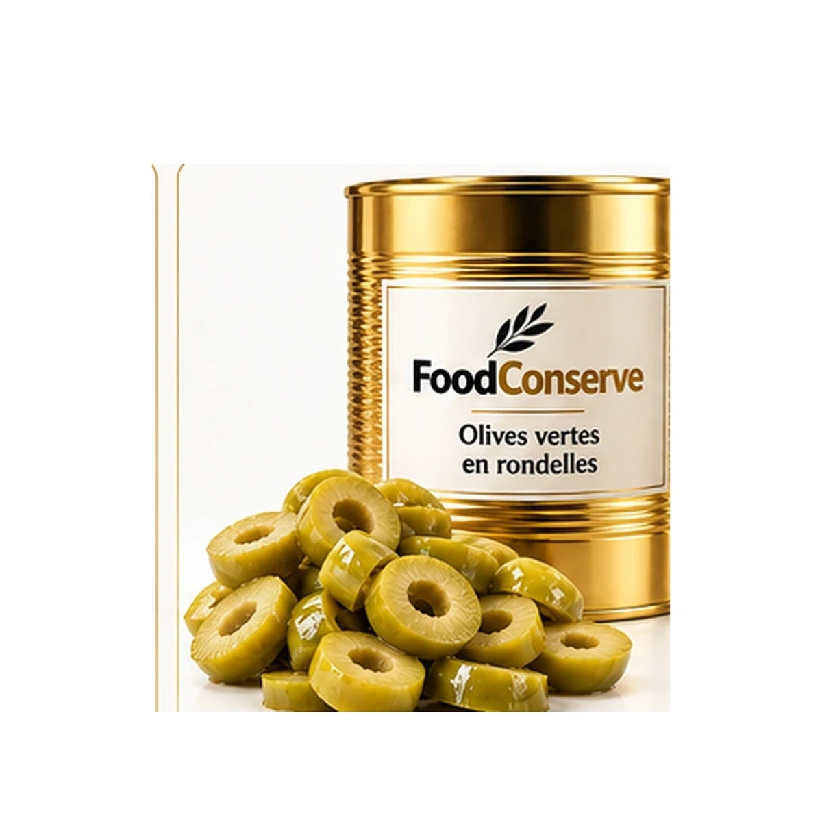 Boîte dorée FoodConserve : Olives vertes en rondelles