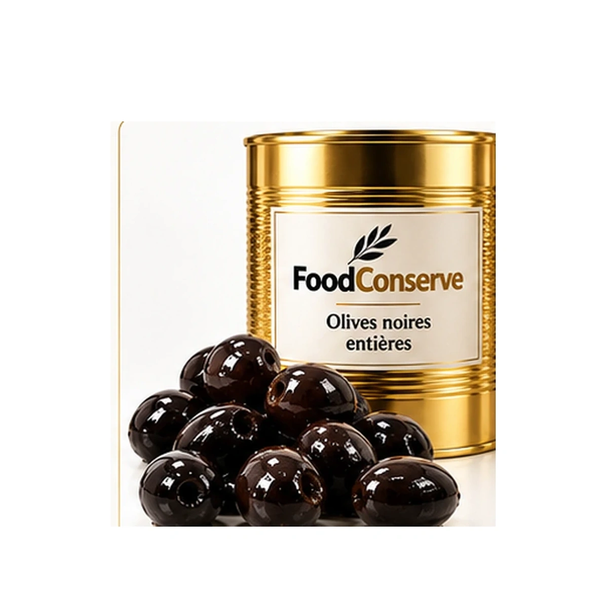 Boîte dorée FoodConserve : Olives noires entières