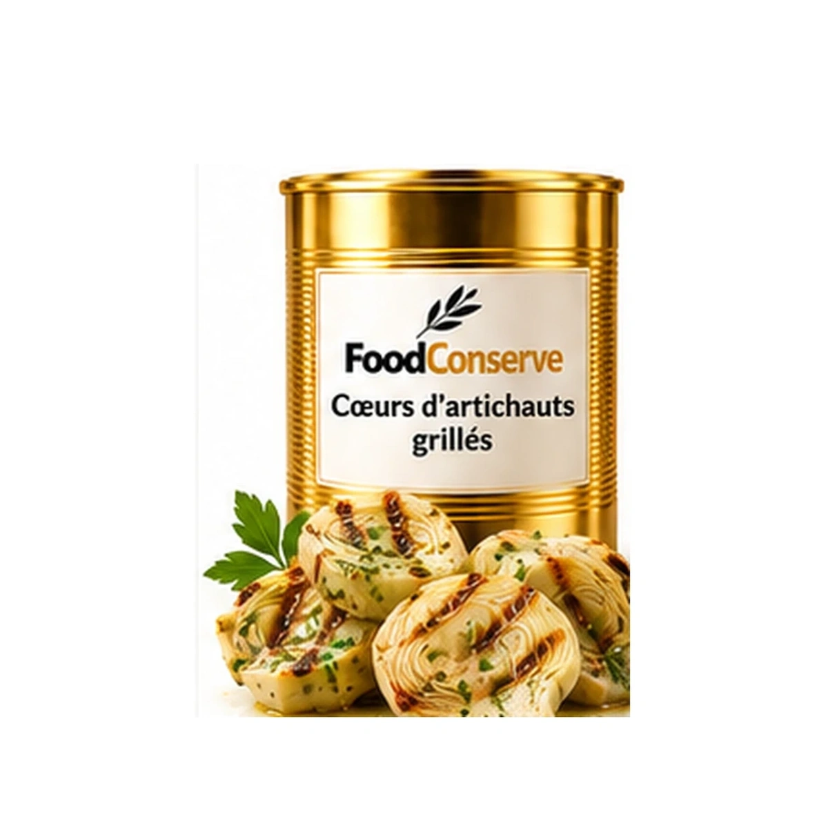 Boîte dorée FoodConserve : Cœurs d'artichauts grillés sous huile