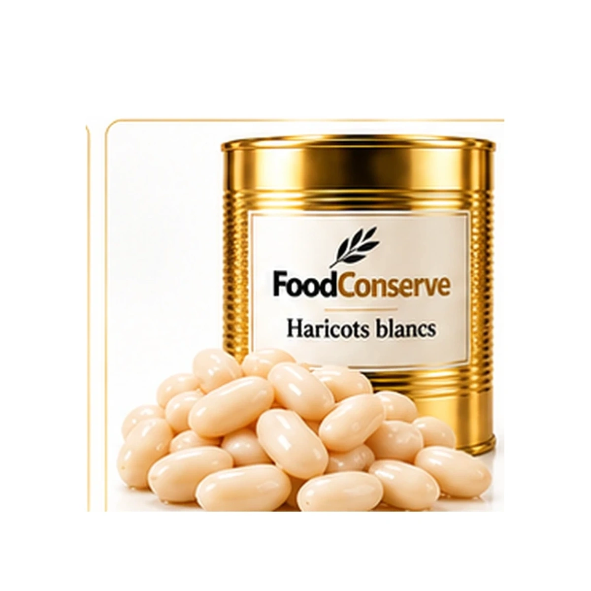 Boîte dorée FoodConserve : Haricots blancs
