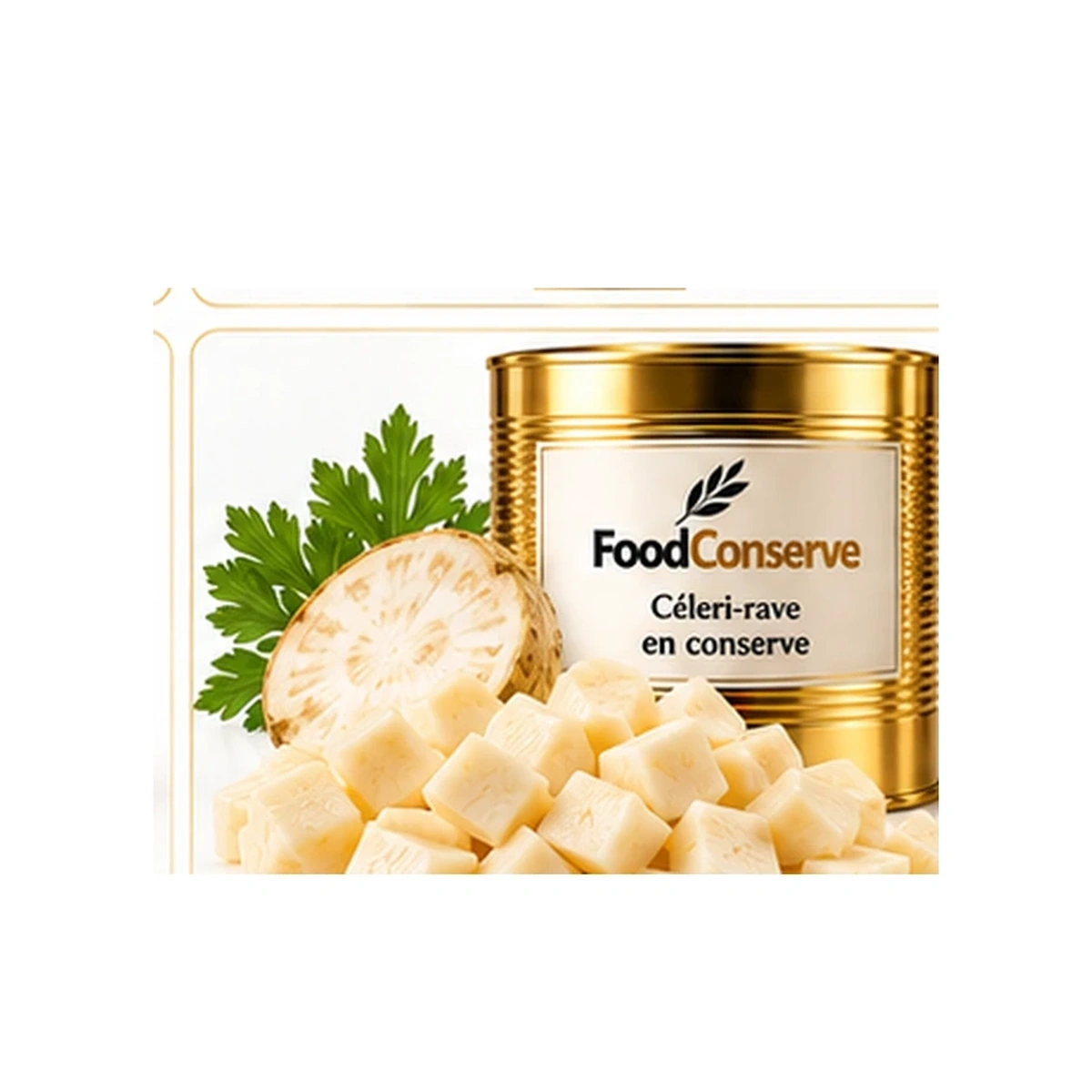 Boîte dorée FoodConserve : Céleri-rave en conserve